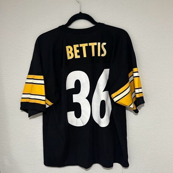 Vintage 90’s Logo 7 Men's Black Yellow Bettis #36 Steelers NFL Jersey Large - Picture 6 of 7